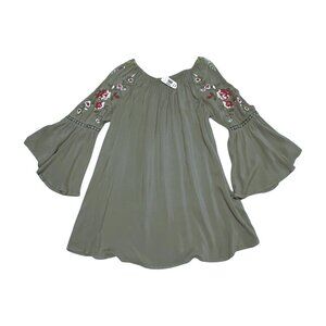 Indigo Soul NWT Sage Green Off Shoulder Embroidered Tunic M